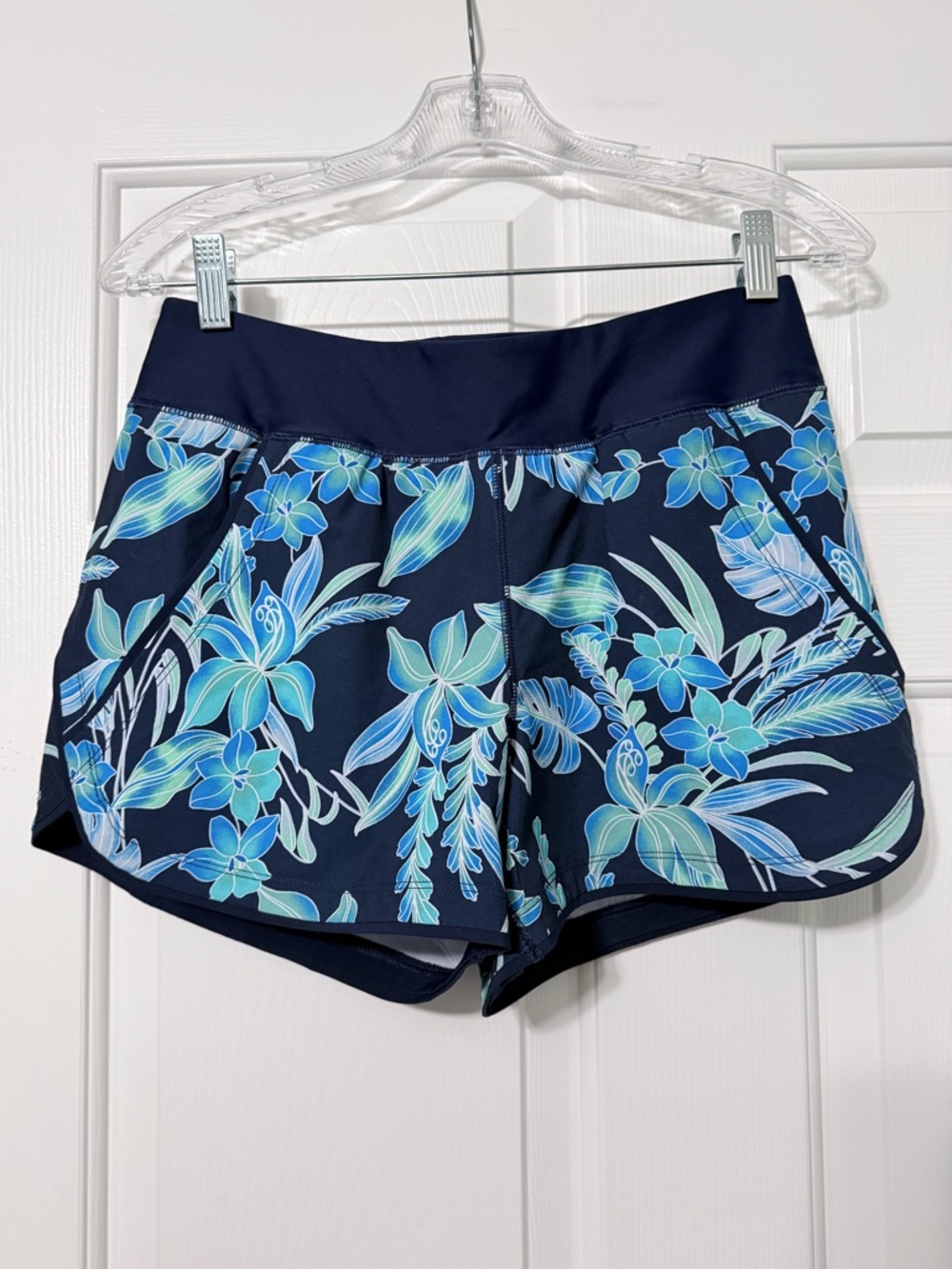 Lands' End Navy Floral Swim Shorts Size 2